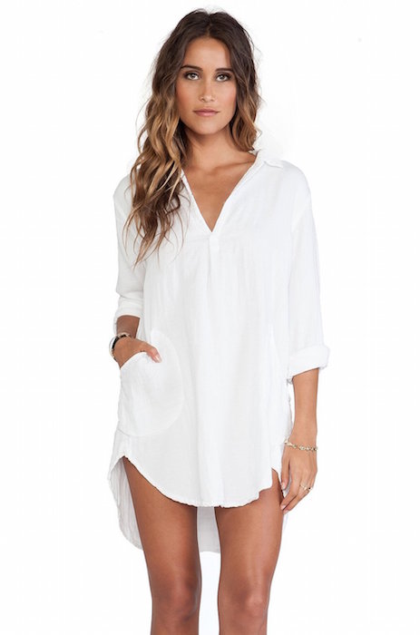 Sheinside® Women's White Long Sleeve Loose Shirt Dress